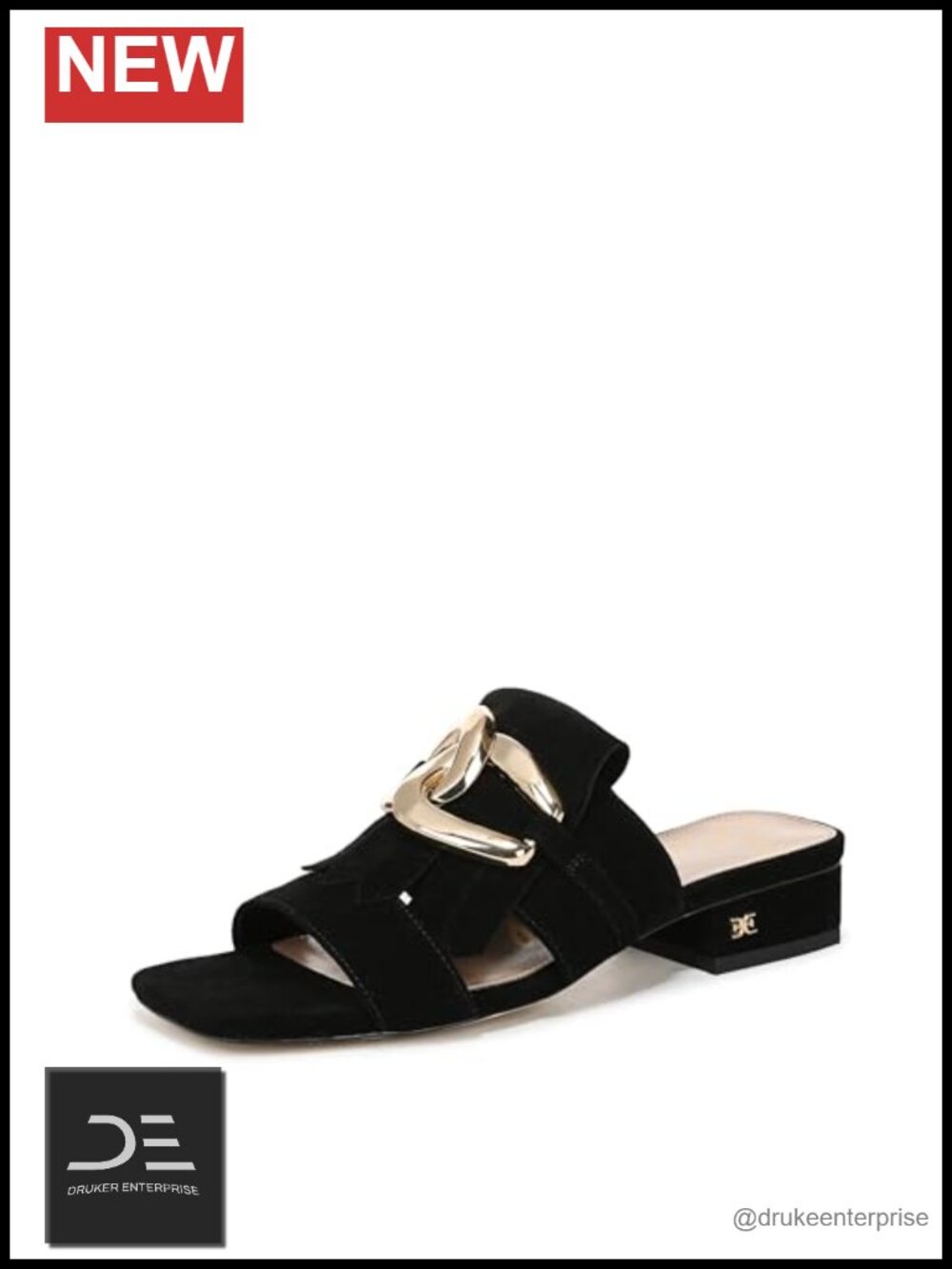 Sam Edelman Darby Slide Block Heel Sandal Fringe Leather 1.13" Heel